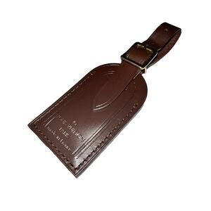 Louis Vuitton Damier Ebene Leather Tag Small Brown Leather Name Tag France LN